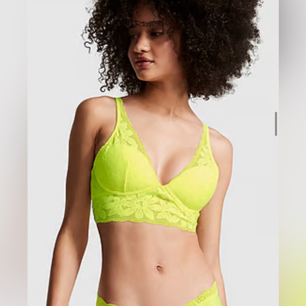 Victoria's Secret Neon Yellow Lace Bralette